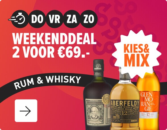 Weekenddeal whisky 2 voor 69, kies & mix 